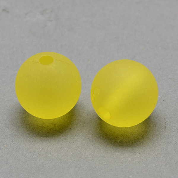 

PandaHall Transparent Acrylic Ball Beads, Frosted Style, Round, Yellow, 12mm, Hole: 2mm, about 520pcs/500g Acrylic Round Yellow