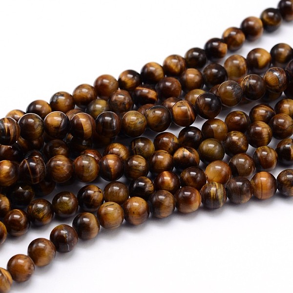 

PandaHall Natural Tiger Eye Beads Strands, Grade A, Round, 6mm, Hole: 1mm, about 60pcs/strand, 15 inch Tiger Eye Round