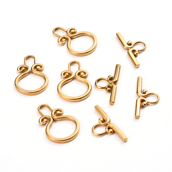 

PandaHall Ion Plating(IP) 304 Stainless Steel Toggle Clasps, Golden, Ring: 22.5x15x2mm, Hole: 6mm, Inner Diameter: 6x3.5mm, Bar: 22x10x2mm...