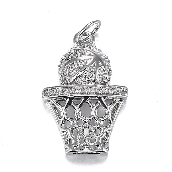 

PandaHall Brass Micro Clear Cubic Zirconia Pendants, Long-Lasting Plated, Basketball & Basketed, Real Platinum Plated, 20.5x14x5mm, Hole...