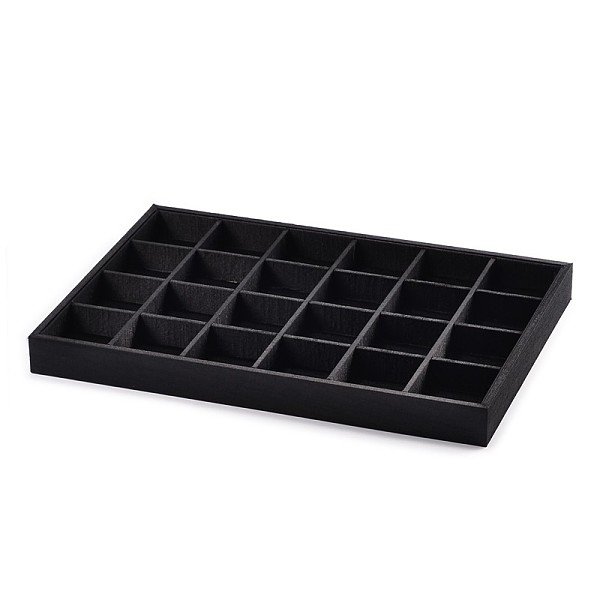 

PandaHall Wooden Cuboid Jewelry Presentation Boxes, Covered with Cloth, 24 Compertments, Black, 35x24x3cm Cloth Black
