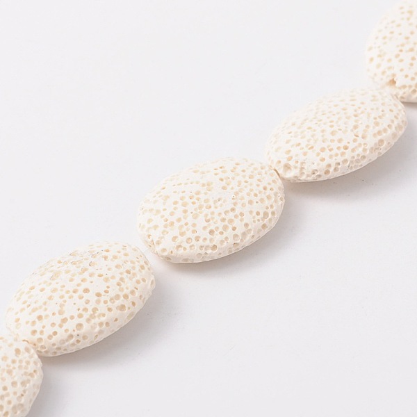 

PandaHall Dyed Oval Synthetic Lava Rock Beads Strands, White, 26~27x20~21x8mm, Hole: 1mm, about 15pcs/strand, 15.3 inch Lava Rock Oval White