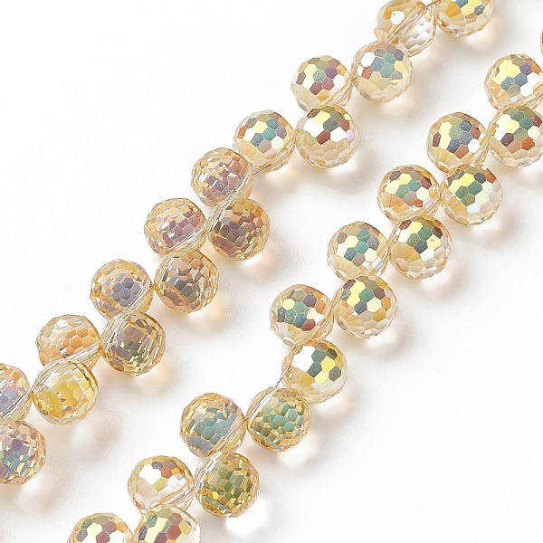 

PandaHall Transparent Glass Beads Strands, Top Drilled, Faceted(96 Facets), Round, Navajo White, 9mm, Hole: 1.5mm, about 71~72pcs/strand...