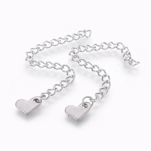 

PandaHall 304 Stainless Steel Chain Extender, Heart, Stainless Steel Color, 70x3mm 304 Stainless Steel