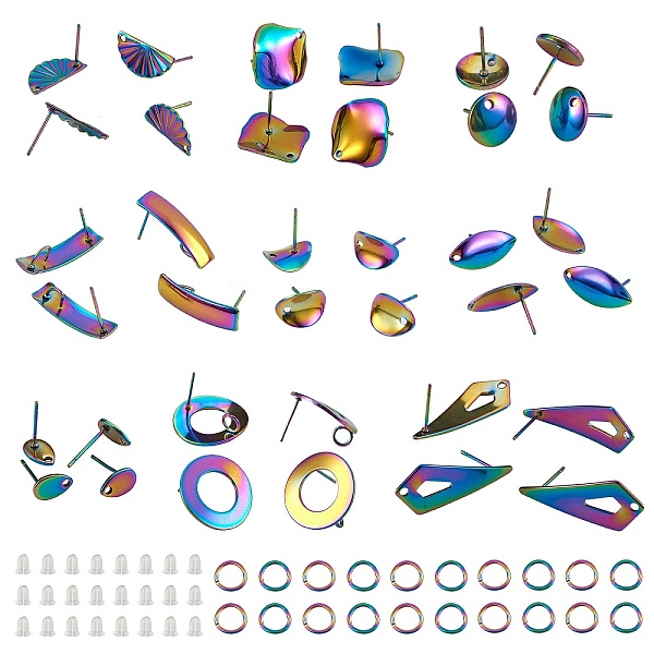 

PandaHall DIY Earring Making Finding Kits, Including 304 Stainless Steel Stud Earring Findings & Jump Rings, Plastic & Silicone Ear Nuts...