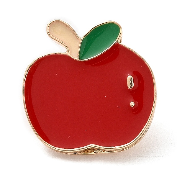 

PandaHall Fruit Theme Enamel Pins, Light Gold Alloy Badge for Backpack Clothes, Teacher's Day, Apple, 18x18x2mm Alloy+Enamel Apple Red