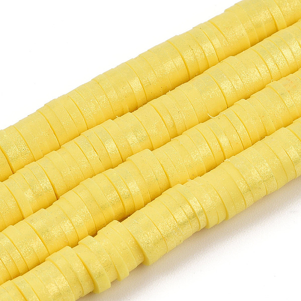 

PandaHall Handmade Polymer Clay Beads Strands, Pearlized, Disc/Flat Round, Heishi Beads, Yellow, 6mm, Hole: 1.5mm, 15.75''(40cm) Polymer...
