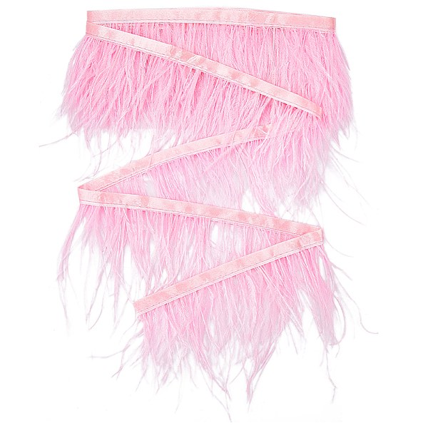 

PandaHall Gorgecraft Ostrich Feather Tassel Ribbon, Dyed Feather Polyester Fringe Trimming, Costume Accessories, Pink, 130x0.5mm Feather...