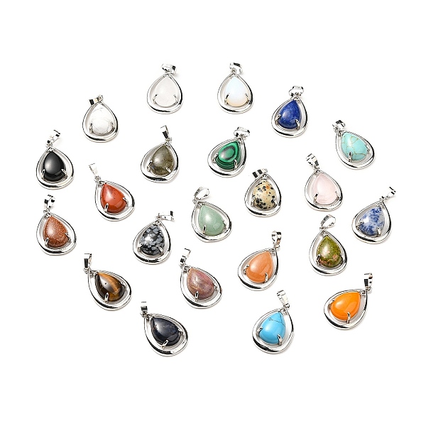

PandaHall Natural & Synthetic Mixed Stone Pendants, Teardorp Charms, with Rack Plating Platinum Tone Brass Findings, Cadmium Free & Lead...