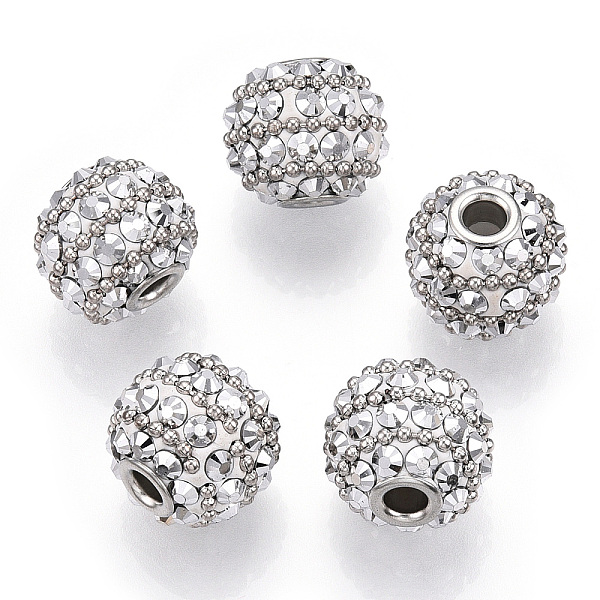 

PandaHall Handmade Indonesia Beads, with Metal Findings, Round, Platinum, WhiteSmoke, 17x15mm, Hole: 3mm Polymer Clay Round White