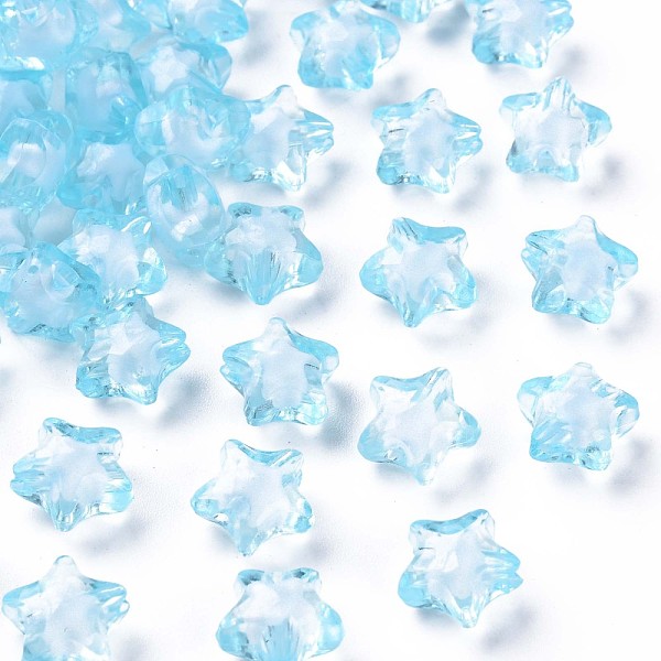 

PandaHall Transparent Acrylic Beads, Bead in Bead, Faceted, Star, Light Sky Blue, 10.5x11x7mm, Hole: 2mm, about 1280pcs/500g Acrylic Star