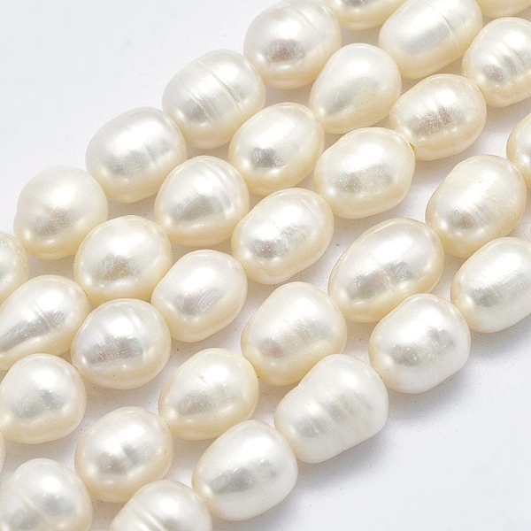 

PandaHall Natural Cultured Freshwater Pearl Beads Strands, Oval, Floral White, 9~10.5x6~7mm, Hole: 0.8mm, about 36~41pcs/strand, 13.78...