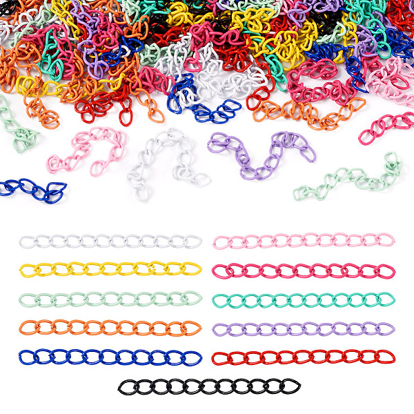 

PandaHall 110Pcs 11 Colors Spray Paint Iron Curb Chain Extender, End Chains for Jewelry Making, Mixed Color, 45~55mm, 10Pcs/color Iron..., Multicolor