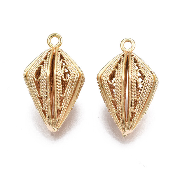 

PandaHall Brass Pendants, Hollow, Nickel Free, Pyramid, Real 18K Gold Plated, 21.5x14x13mm, Hole: 1.6mm Brass Pyramid