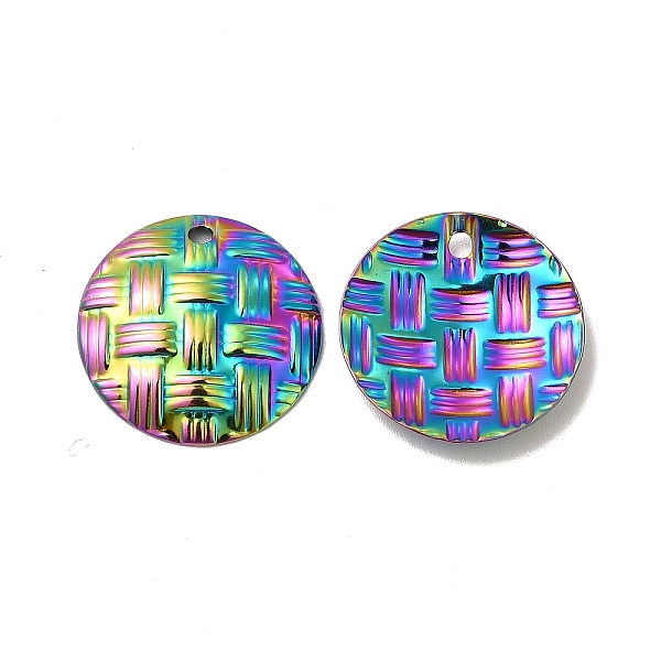 

PandaHall Ion Plating(IP) 304 Stainless Steel Pendants, Flat Round Charm, Rainbow Color, 20x3mm, Hole: 1.8mm 304 Stainless Steel Flat Round