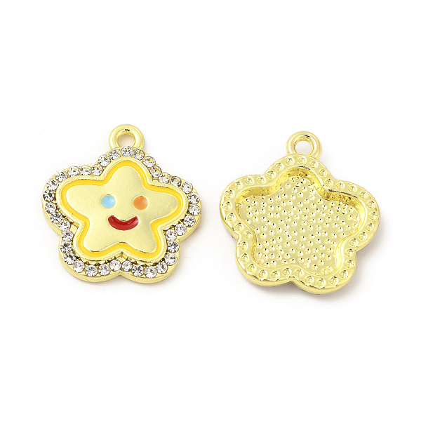 

PandaHall Rack Plating Alloy Crystal Rhinestone Pendants, with Colorful Enamel, Star with Smiling Face Charms, Cadmium Free & Nickel Free &..., Clear