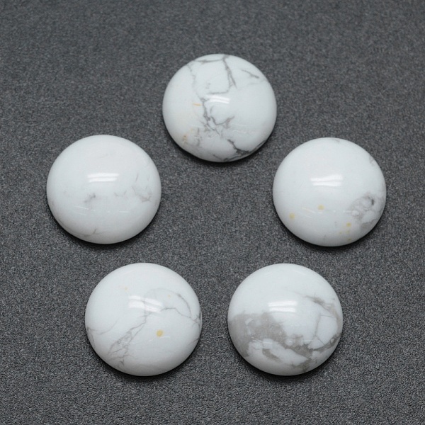 

PandaHall Natural Howlite Cabochons, Half Round, 12x5~6mm Howlite Half Round