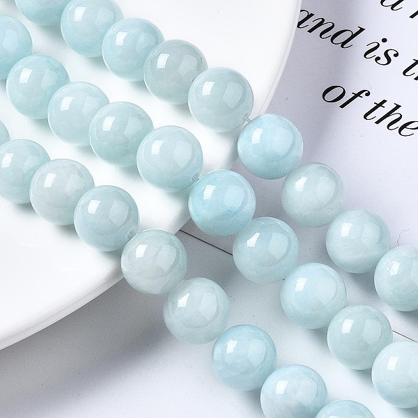 Chapelets de perles de pierres en jade jaune teinte