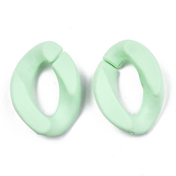 

PandaHall Opaque Spray Painted Acrylic Linking Rings, Quick Link Connectors, for Curb Chains Making, Twist, Aquamarine, 23x17x4.5mm, Inner..., Green