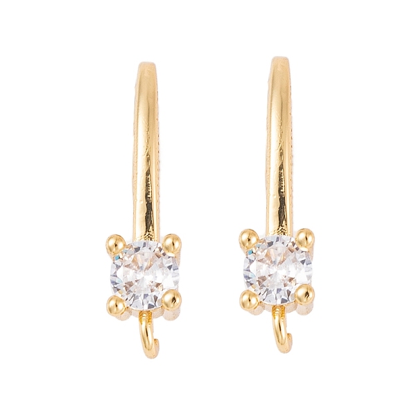 

PandaHall Rack Plating Brass Cubic Zirconia Earring Hooks, Cadmium Free & Lead Free, Long-Lasting Plated, Real 18K Gold Plated, 18x5mm, Hole..., Clear