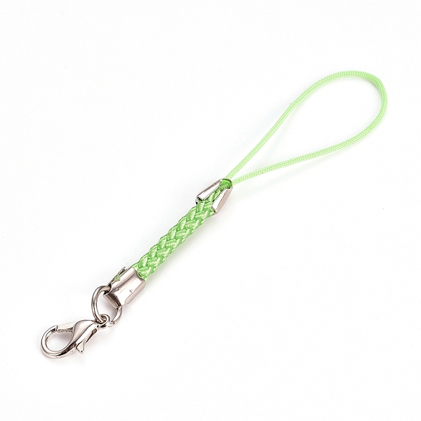PandaHall Mobile Phone Straps for Dangling Charms Pendants, DIY Cell Phone Braided Polyester Cord Loop, with Iron Lobster Clasp, Pale Green...