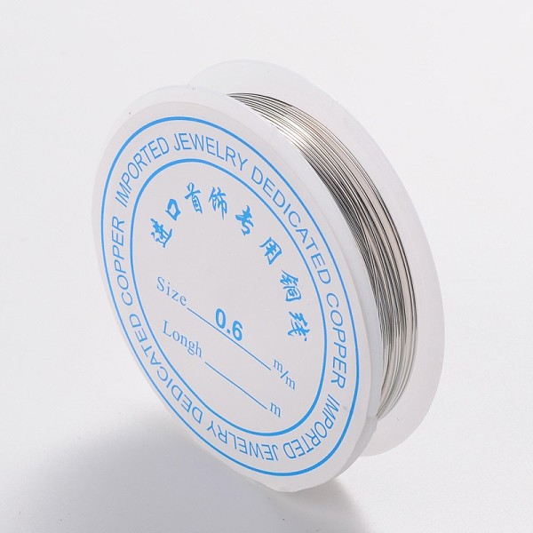 

PandaHall Round Copper Jewelry Wire,Cadmium Free & Nickel Free & Lead Free,Silver Color Plated,22 Gauge,0.6mm,about 11.48 Feet(3.5m)/roll...