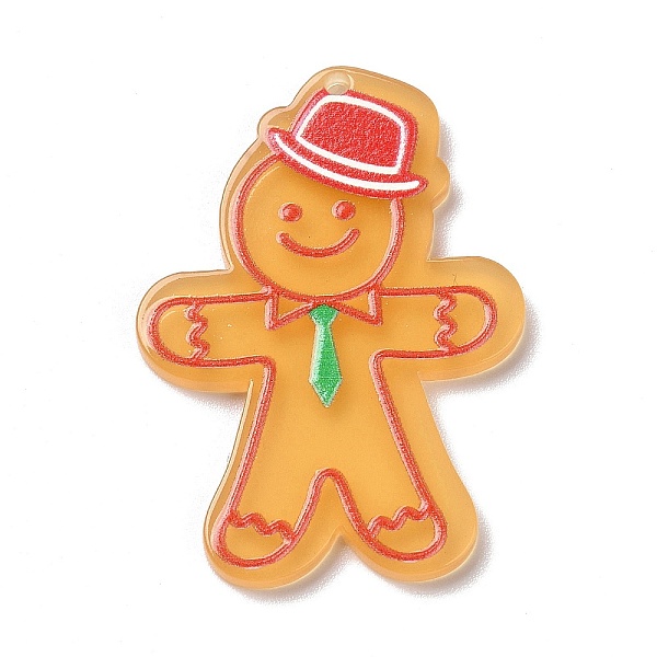 

PandaHall Printed Acrylic Pendants, for Christmas, Gingerbread Man Pattern, 39.5x28x2mm, Hole: 1.6mm Acrylic Gingerbread Man Orange