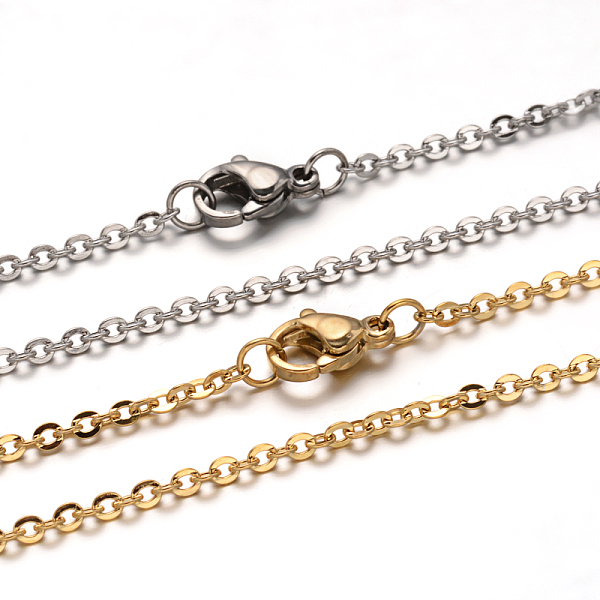 

PandaHall 304 Stainless Steel Cable Chain Necklace, with Lobster Claw Clasps, Mixed Color, 19.48 inch(49.5cm), 2mm 304 Stainless Steel
