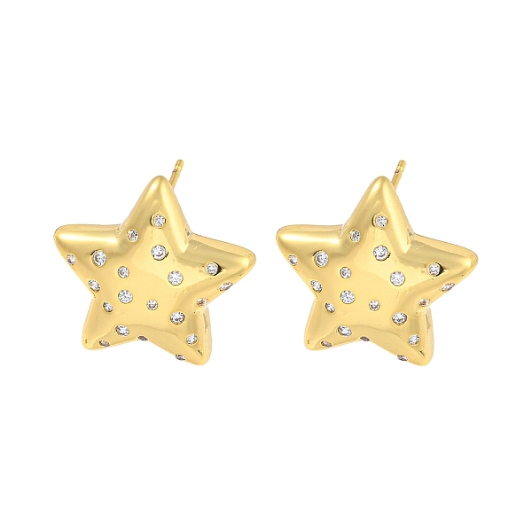 

PandaHall Rack Plating Brass Micro Pave Clear Cubic Zirconia Stud Earring, Cadmium Free & Lead Free, Long-Lasting Plated, Star, Real 18K...