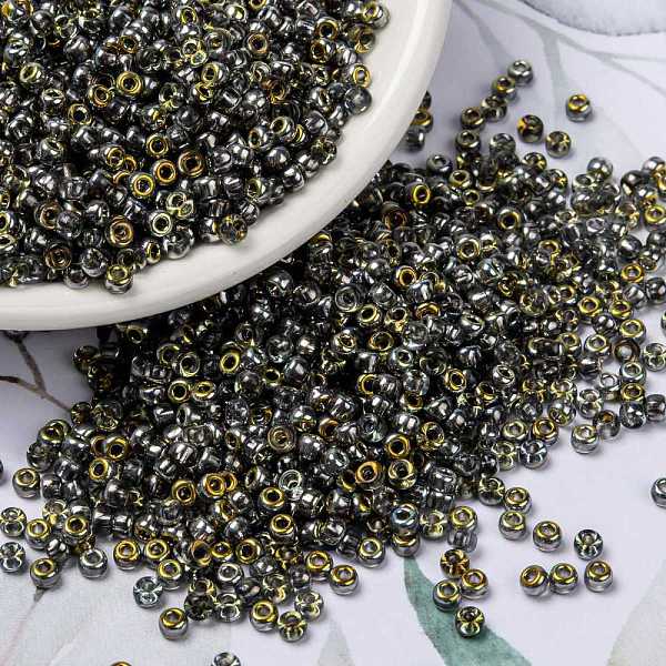 

PandaHall MIYUKI Round Rocailles Beads, Japanese Seed Beads, 8/0, (RR4551) Crystal/Marea (VM), 8/0, 3mm, Hole: 1mm, about 422~455pcs/bottle..., Gray