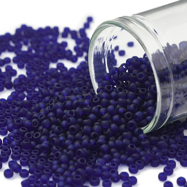 

PandaHall TOHO Round Seed Beads, Japanese Seed Beads, (8DF) Transparent Frost Cobalt, 11/0, 2.2mm, Hole: 0.8mm, about 1110pcs/10g Glass Blue