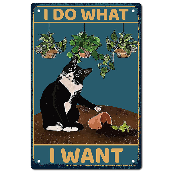 

PandaHall CREATCABIN Black Cat Metal Tin Sign I Do What I Want Funny Animals Metal Poster Wall Art Decor Vintage Retro Tuxedo Cat Metal...