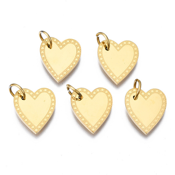 

PandaHall 316 Surgical Stainless Steel Charms, with Jump Rings, Heart, Real 14K Gold Plated, 14x12x1.5mm, Hole: 4mm, Jump Ring: 6x1mm, 4mm...