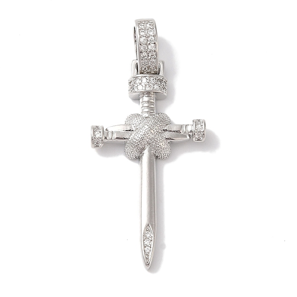 

PandaHall Rack Plating Brass & Cubic Zirconia Pendants, Cadmium Free & Lead Free, Long-Lasting Plated, Cross, with Jump Ring, Platinum..., Clear
