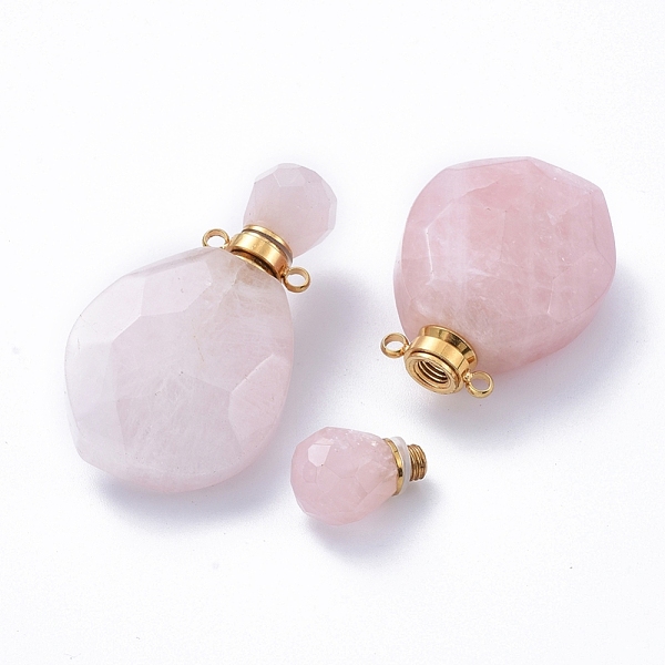 

PandaHall Faceted Natural Rose Quartz Openable Perfume Bottle Pendants, with Golden Tone 304 Stainless Steel Findings...