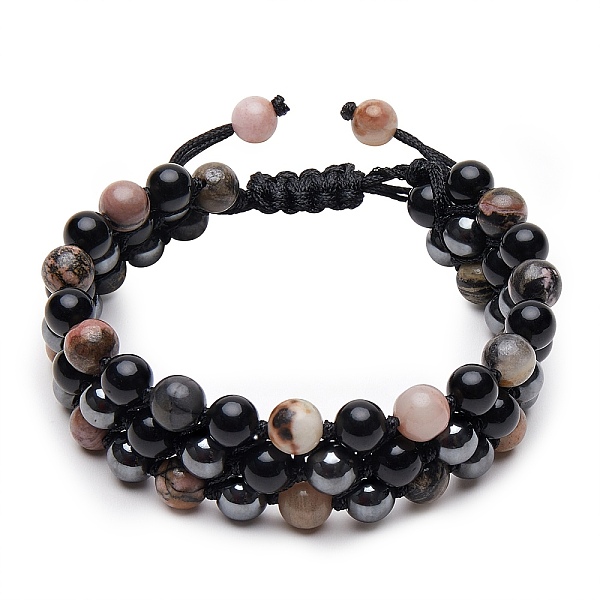 

PandaHall Stone Braided Bead Bracelets for Men Women, Non-Magnetic Synthetic Hematite & Natural Obsidian & Natural Rhodochrosite...