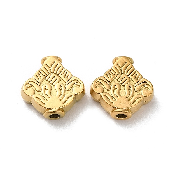 

PandaHall 304 Stainless Steel Beads, Rhombus Flower, Real 18K Gold Plated, 14.5x15x5mm, Hole: 2.4mm 304 Stainless Steel Flower