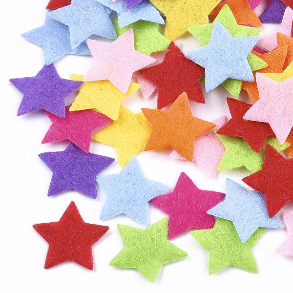 

PandaHall Non-Woven Fabric Cloth Perfume Pad, Star, Mixed Color, 18~19x19~20x0.5mm, about 2000pcs/bag Fibre Multicolor