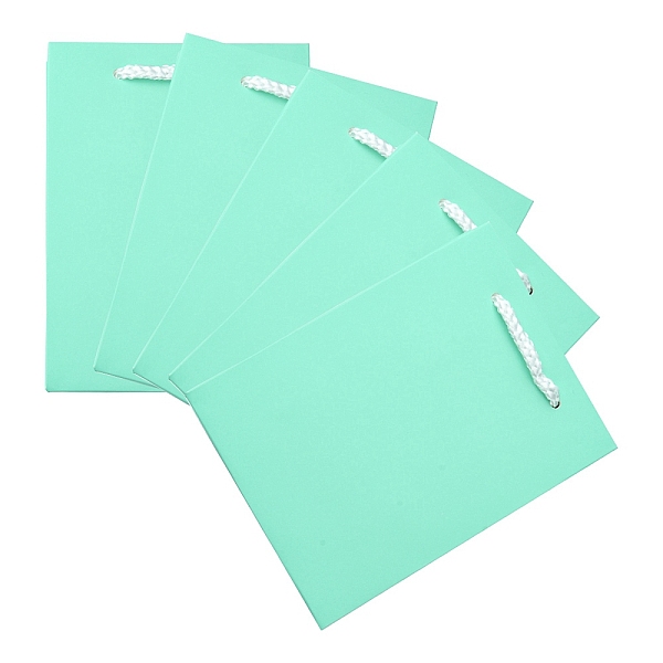 

PandaHall Kraft Paper Bags, with Handles, Gift Bags, Shopping Bags, Rectangle, Aquamarine, 16x12x5.9cm Paper None Green