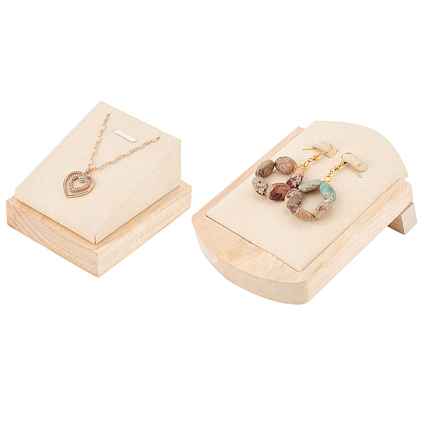 

PandaHall Fingerinspire 2Pcs 2 Styles Wooden Single Jewelry Display Stands, for Pendant, Necklace & Earrings Storage, Jewelry Showcase with..., Orange
