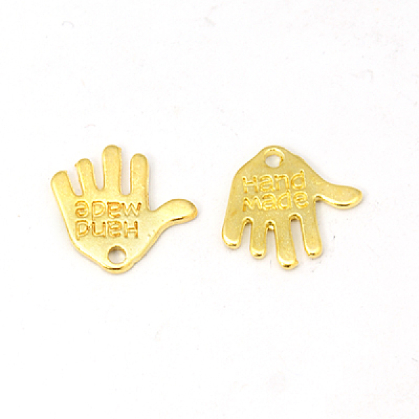

PandaHall Tibetan Style Alloy Charms, Cadmium Free & Lead Free, Hand Palm with Word Hand Made, Golden, 12.5x13x1mm, Hole: 1mm Alloy Palm