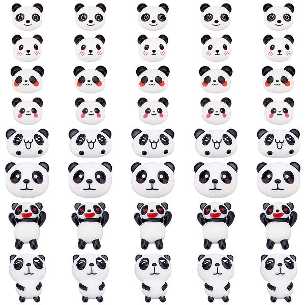

PandaHall 48Pcs 6 Style Opaque Resin Cabochons, Panda, White, 17~35x20.5~30.5x5~16mm, 6pcs/style Resin Mixed Shapes White