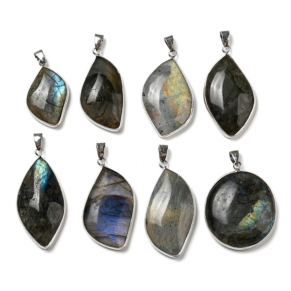 

PandaHall Natural Labradorite Pendants, Mixed Teardrop Charms with Platinum Plated Brass Frame and Iron Snap on Bails, 34.5~46x22~33x6~9.5mm...