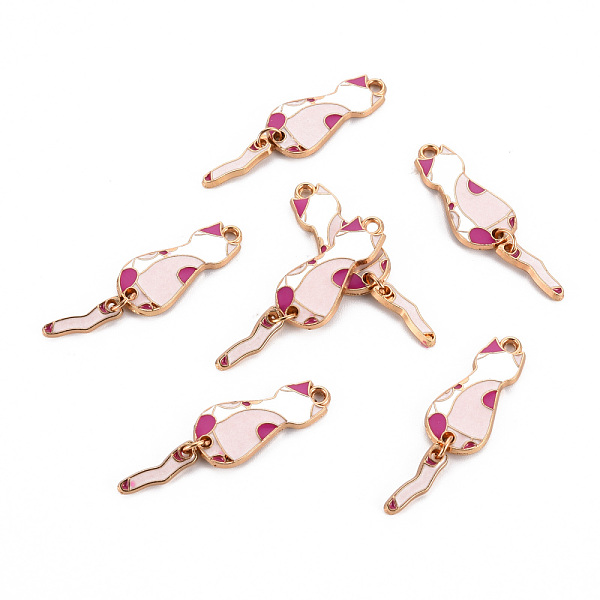 

PandaHall Eco-Friendly Alloy Enamel Pendants, Cadmium Free & Lead Free & Nickel Free, Light Gold, Cat, Pink, 35x10x1.5mm, Hole: 1.6mm...