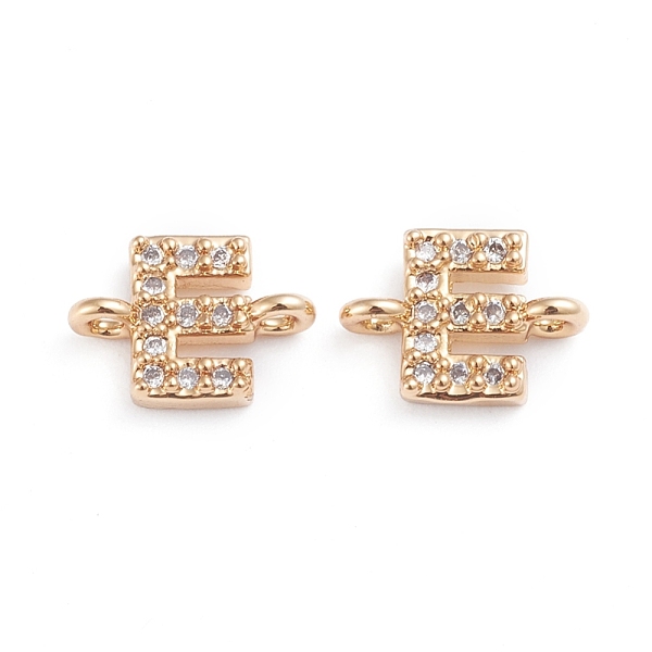 

PandaHall Brass Micro Pave Cubic Zirconia Links Connectors, Long-Lasting Plated, Letter, Clear, Real 18K Gold Plated, Letter.E...