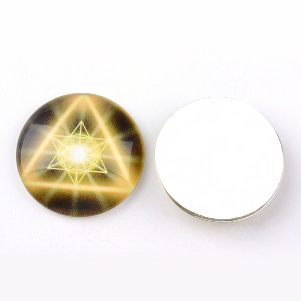 

PandaHall Glass Cabochons for DIY Projects, Half Round/Dome with Pattern, Champagne Yellow, 12x4mm Glass Half Round