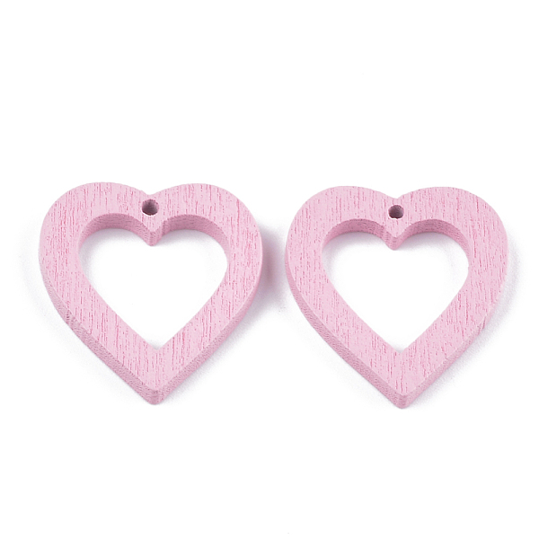 

PandaHall Painted Poplar Wood Pendants, Heart, Pink, 25x22.5x3mm, Hole: 1.4mm Wood Heart Pink