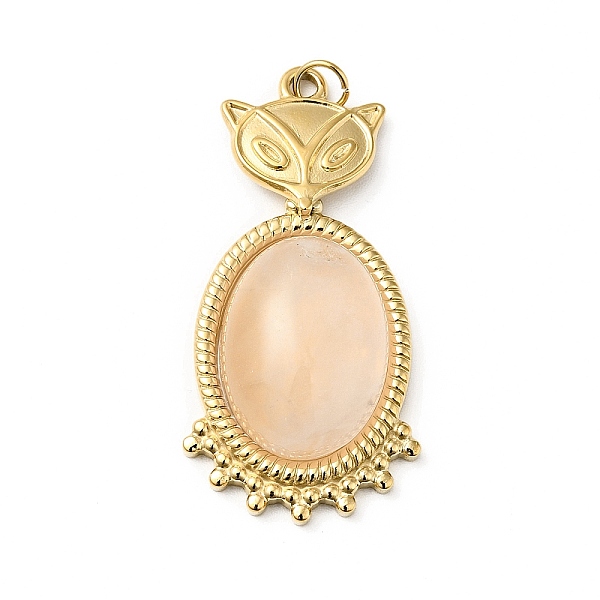 

PandaHall Fox Natural Rose Quartz Pendants, with Ion Plating(IP) Golden Tone 304 Stainless Steel Findings, Oval Charm, 38x18.5x7.5mm, Hole...