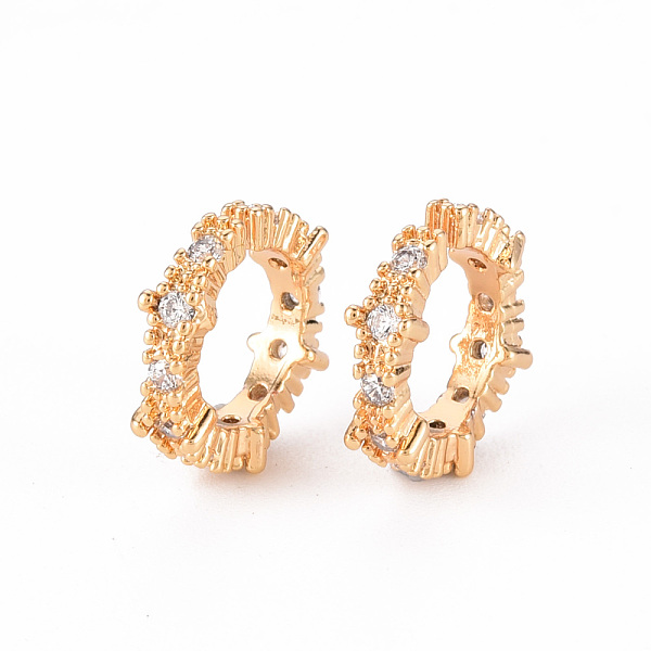 

PandaHall Brass Micro Pave Clear Cubic Zirconia Cuff Earring, Nickel Free, Ring, Real 18K Gold Plated, 13x4mm Cubic Zirconia Clear
