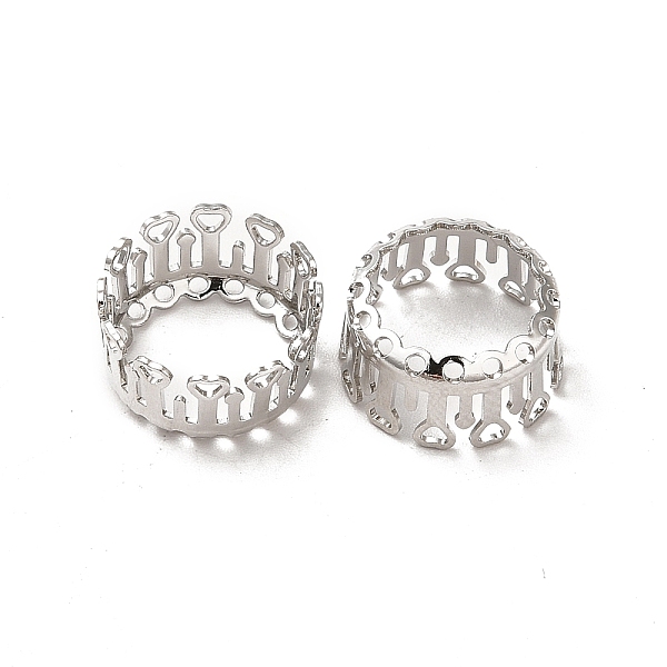 

PandaHall Brass Cabochon Settings, Open Back Bezel, Hollow Flat Round with Heart, Platinum, Tray: 12.5mm, 14x7mm Brass Flat Round